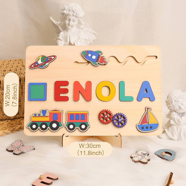 Custom Wooden Montessori Toys Air Land and Sea Name Puzzle