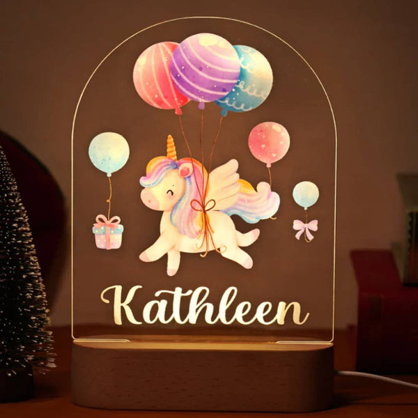 Personalized Baby Name Rainbow Unicorn Night Light Gift