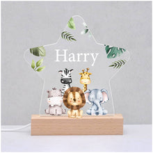 Personalised Jungle Animal Lamp Kids Star Night Light Gift