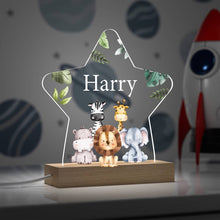 Personalised Jungle Animal Lamp Kids Star Night Light Gift