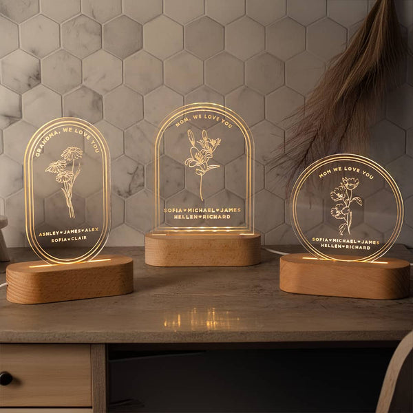 Custom Night Light Birth Flower Gifts
