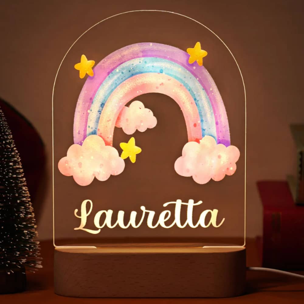 Personalized Baby Name Rainbow Unicorn Night Light Gift