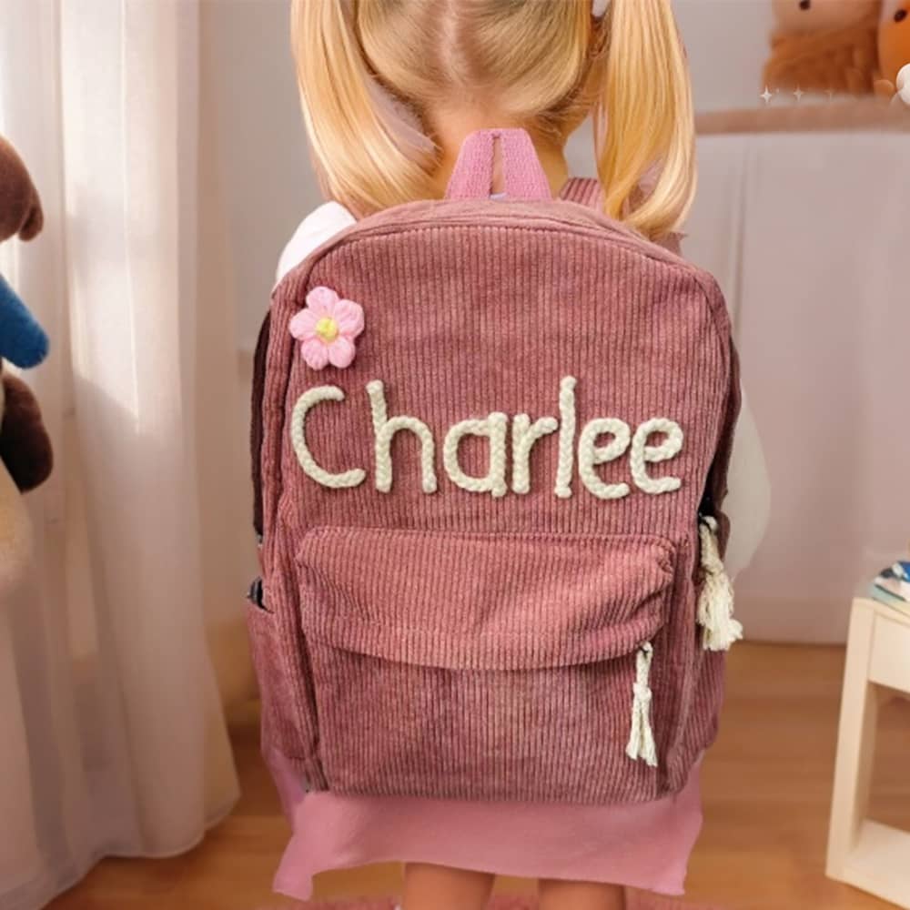 Personalized Hand Embroidered Kids School Backpack