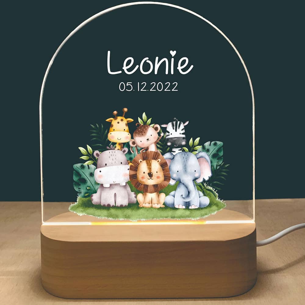 Personalized Cute Animals Night Light Baby's Room Decor