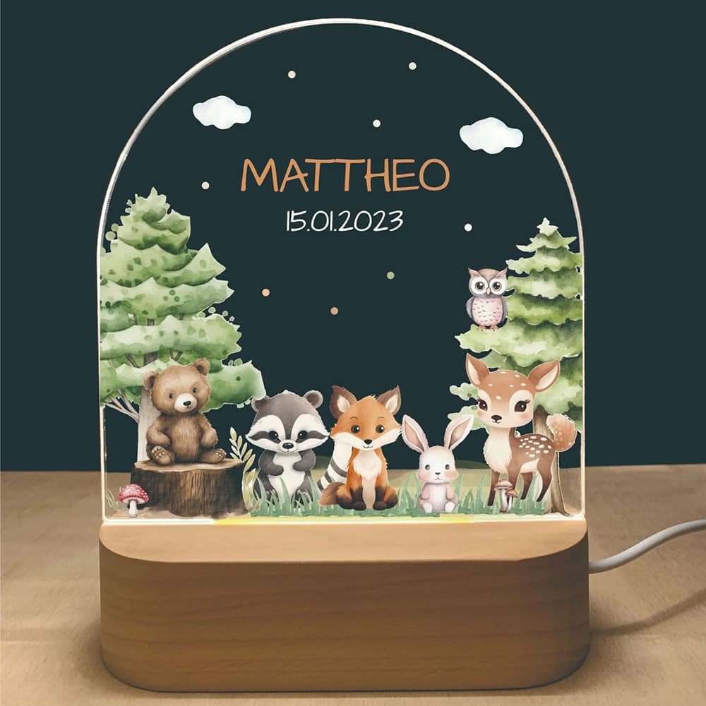 Personalized Cute Animals Night Light Baby's Room Decor