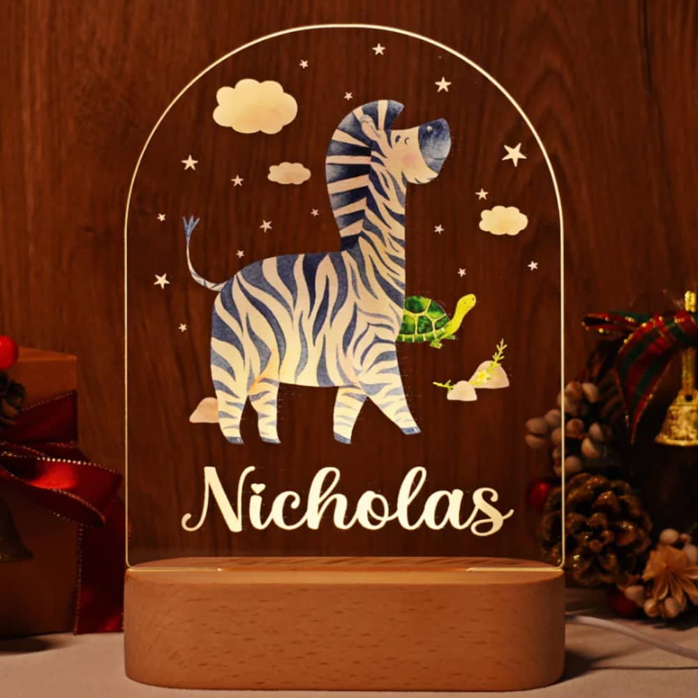 Personalized Baby Name Animal Style Night Light Gift