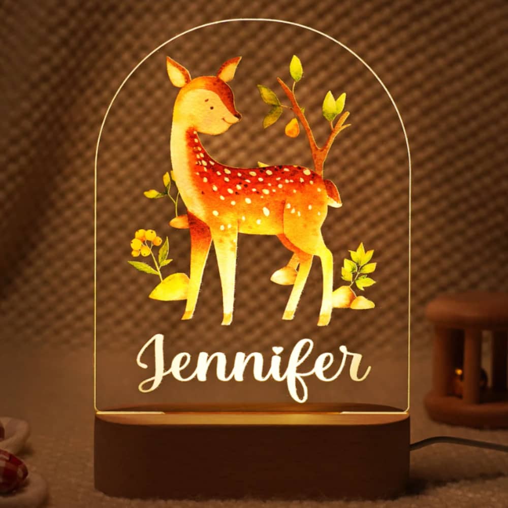 Personalized Baby Name Animal Style Night Light Gift