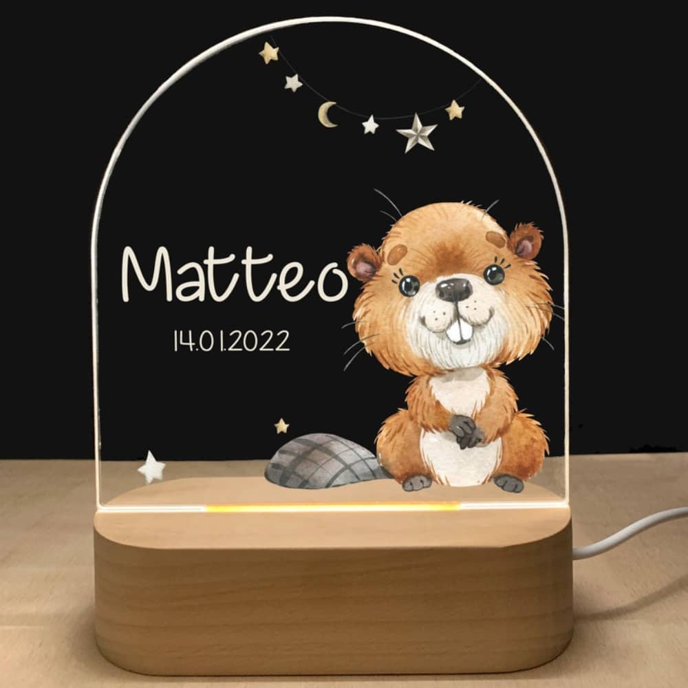 Personalized Cute Animals Night Light Baby's Room Decor