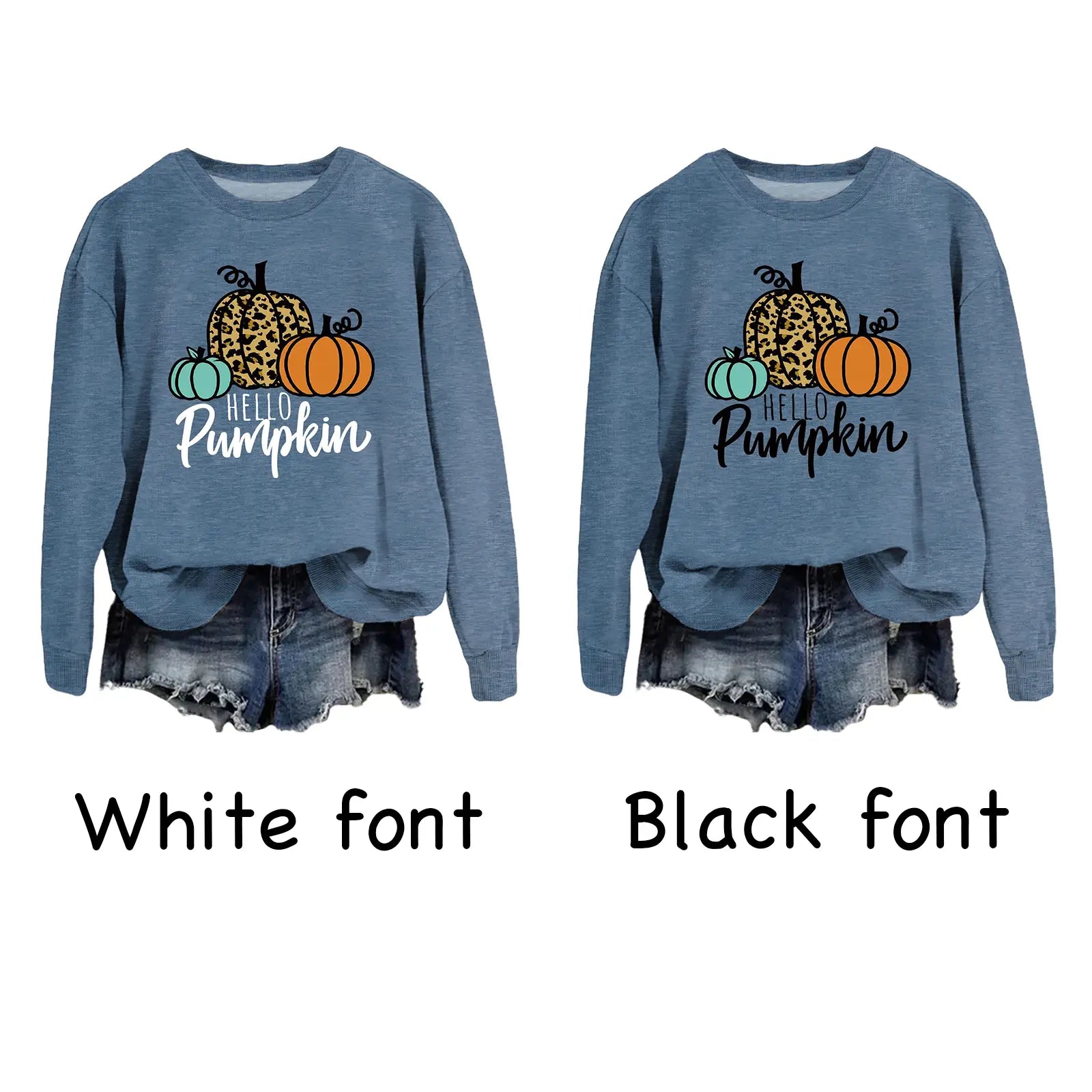 Fall winter crew sweatshirt HELLO Pumpkin