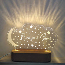 Personalized Night Light with Moon & Stars Kids Room Decor