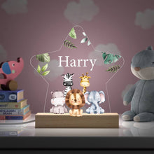 Personalised Jungle Animal Lamp Kids Star Night Light Gift