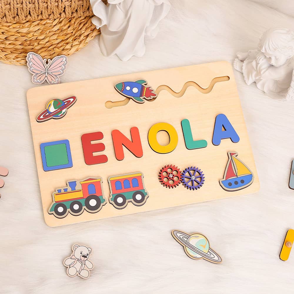 Custom Wooden Montessori Toys Air Land and Sea Name Puzzle