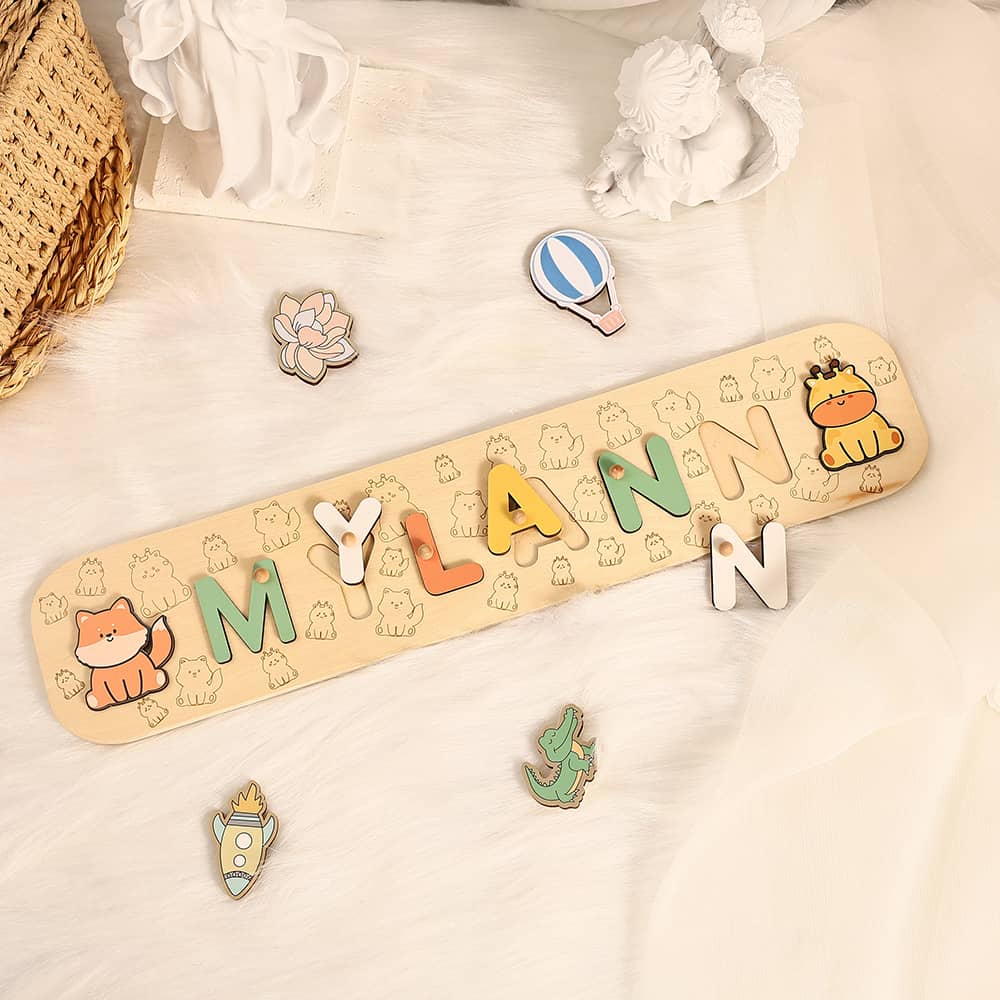 Personalized Animal Name Puzzle Montessori Toys