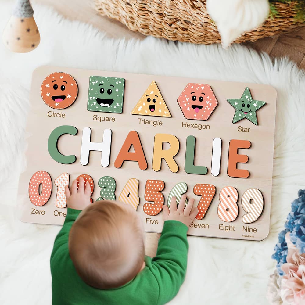 Custom Name Puzzle with Geometric and Numbers