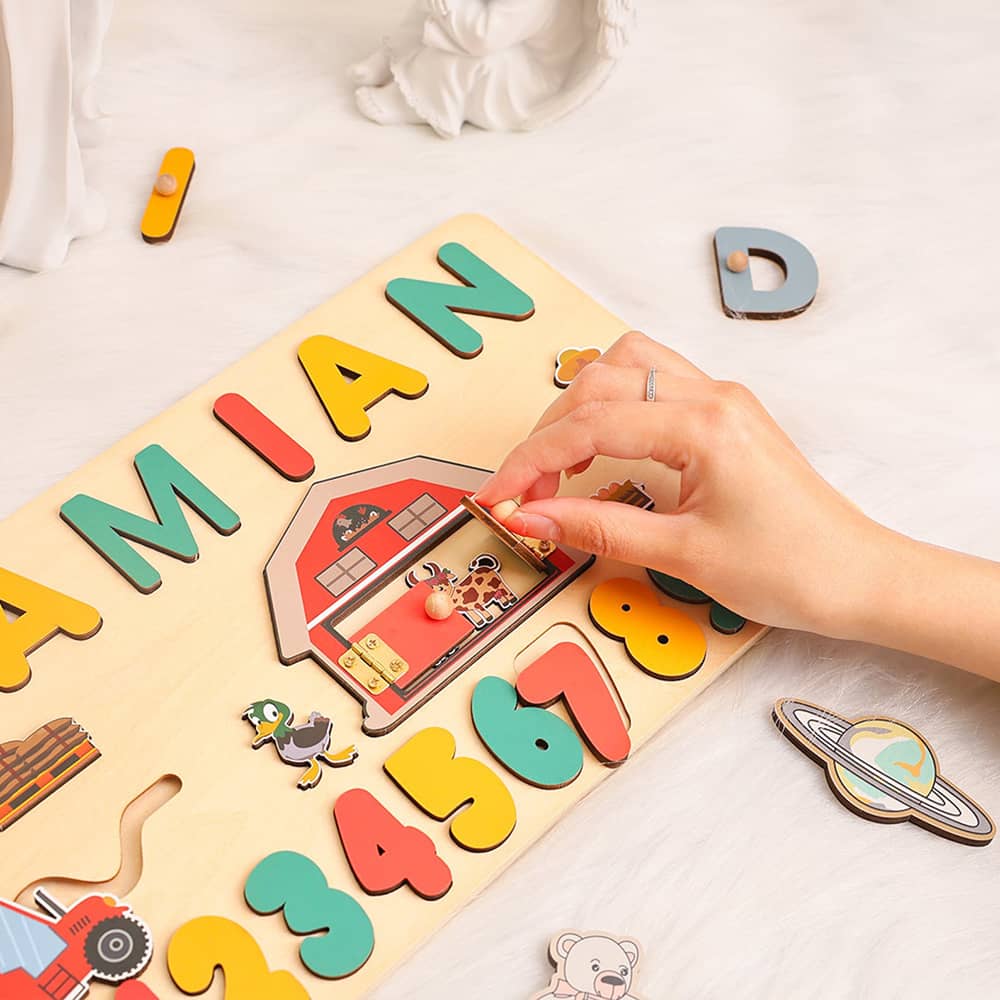 Personalized Wooden Baby Name Puzzles With Numbers