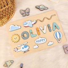 Personalized Blue Sky Baby Name Puzzles Wooden Toys