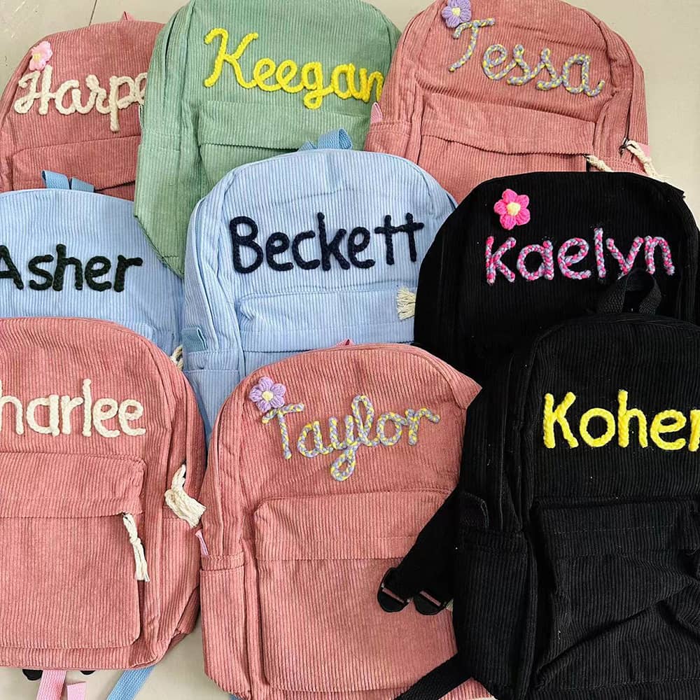 Personalized Hand Embroidered Kids School Backpack