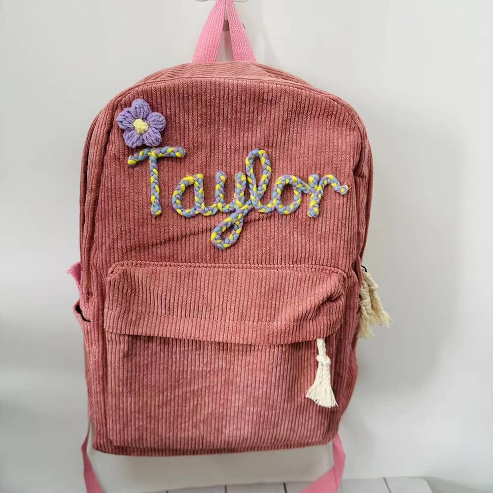 Personalized Hand Embroidered Kids School Backpack