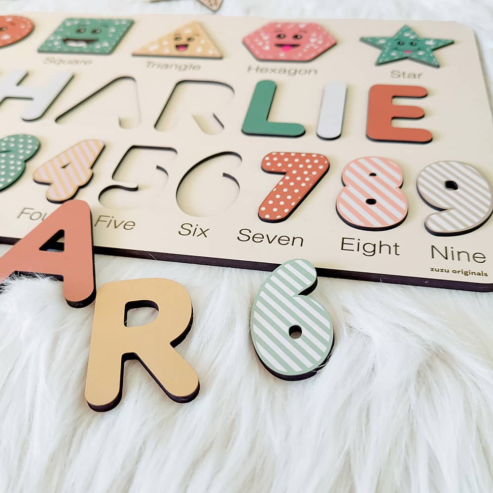 Custom Name Puzzle with Geometric and Numbers