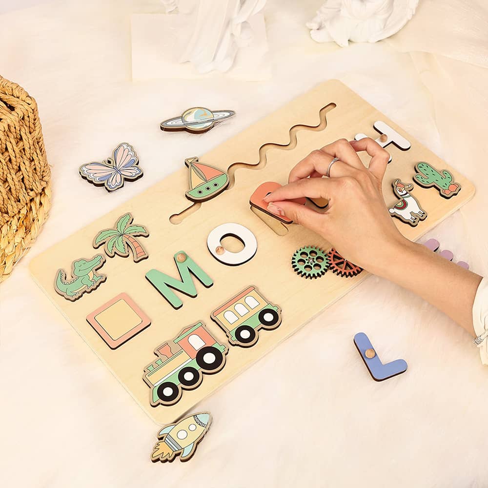 Personalized Puzzle Wooden Toys Montessori Busy Board