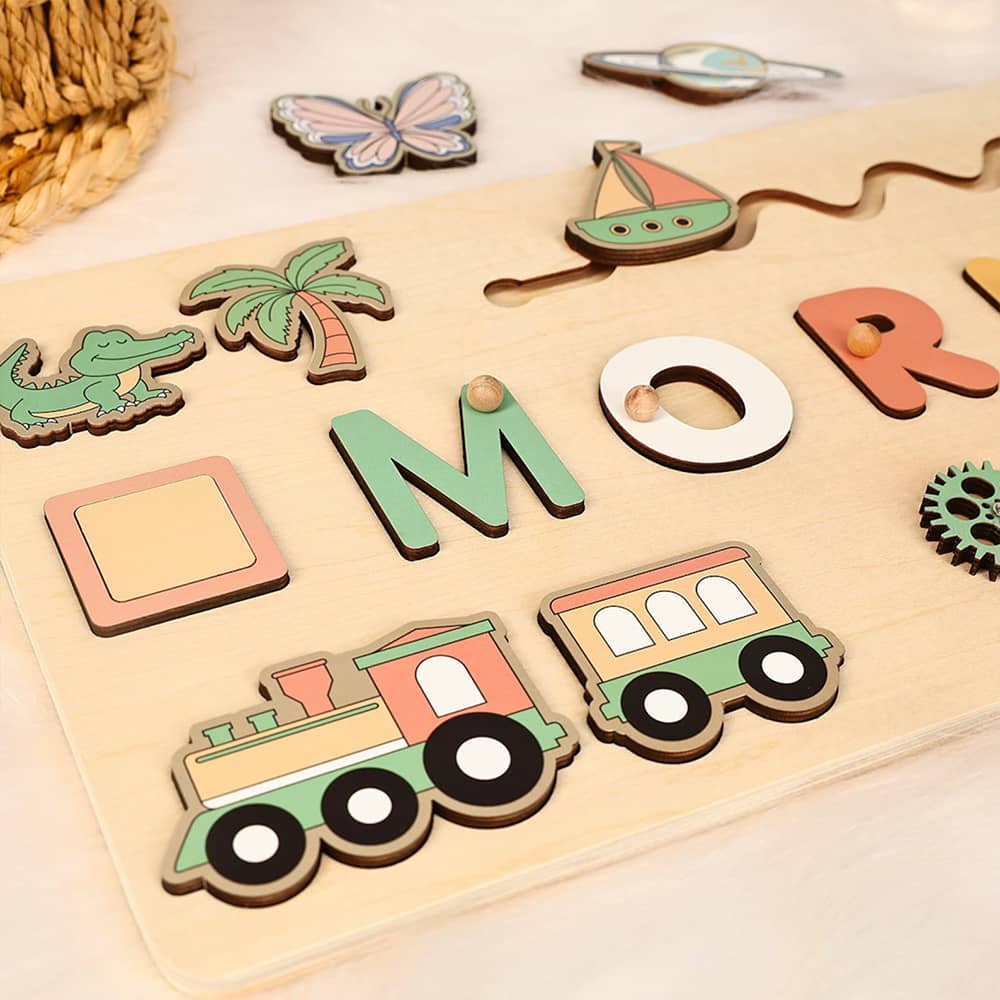 Personalized Puzzle Wooden Toys Montessori Busy Board