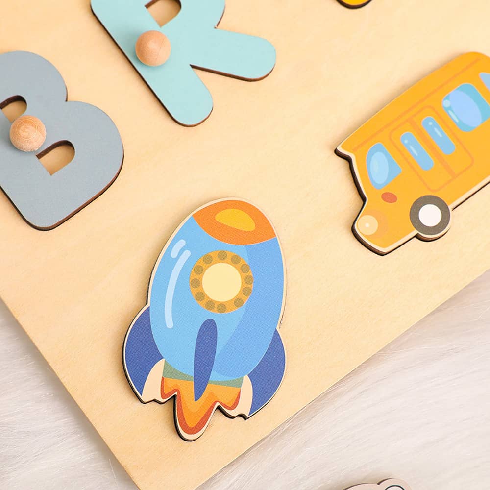 Personalized Transportation Name Puzzle Montessori Toys