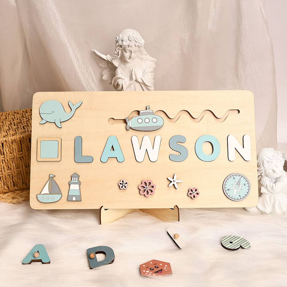 Personalized Name Puzzle With Whale/Submarine