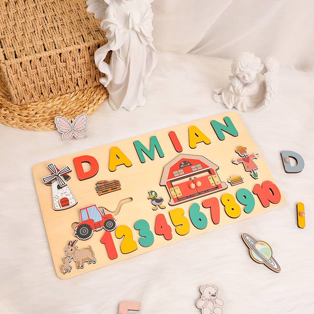 Personalized Wooden Baby Name Puzzles With Numbers