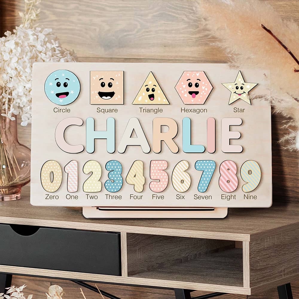 Personalized Wooden Name Puzzle First Birthday 1st Baby Gift