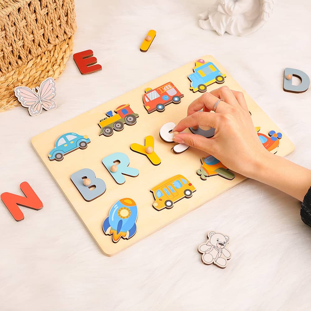 Personalized Transportation Name Puzzle Montessori Toys