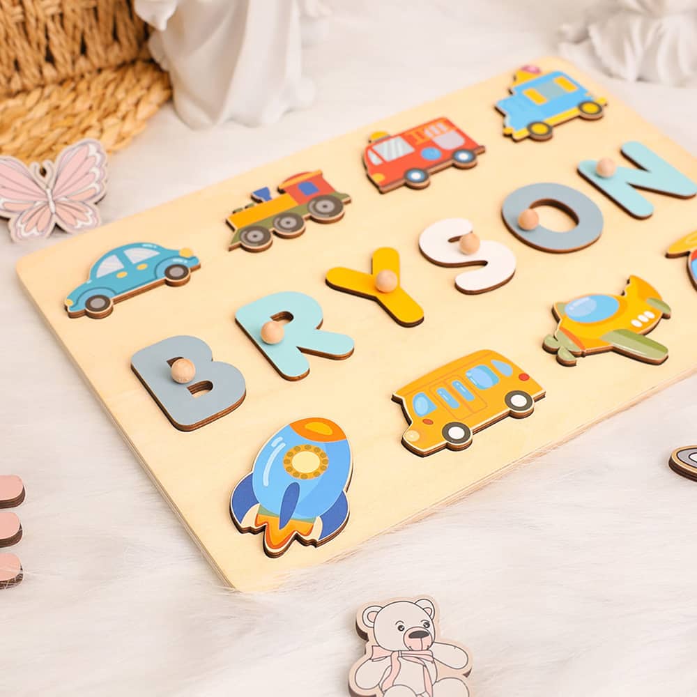 Personalized Transportation Name Puzzle Montessori Toys