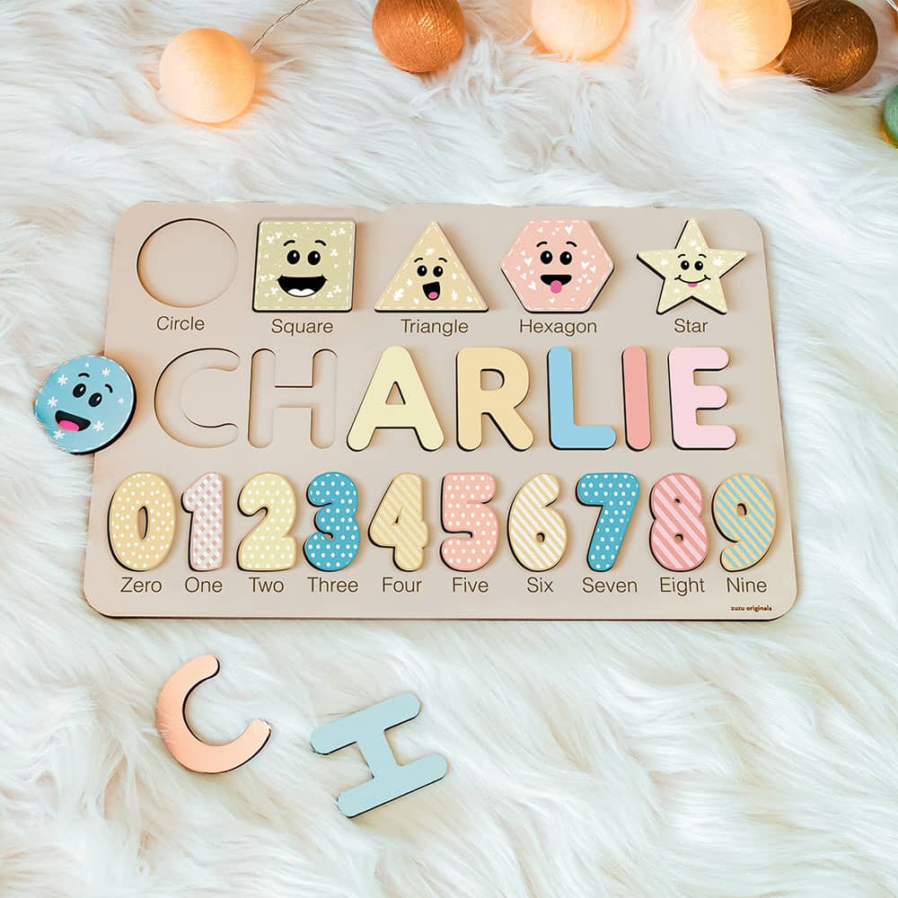 Custom Name Puzzle with Geometric and Numbers