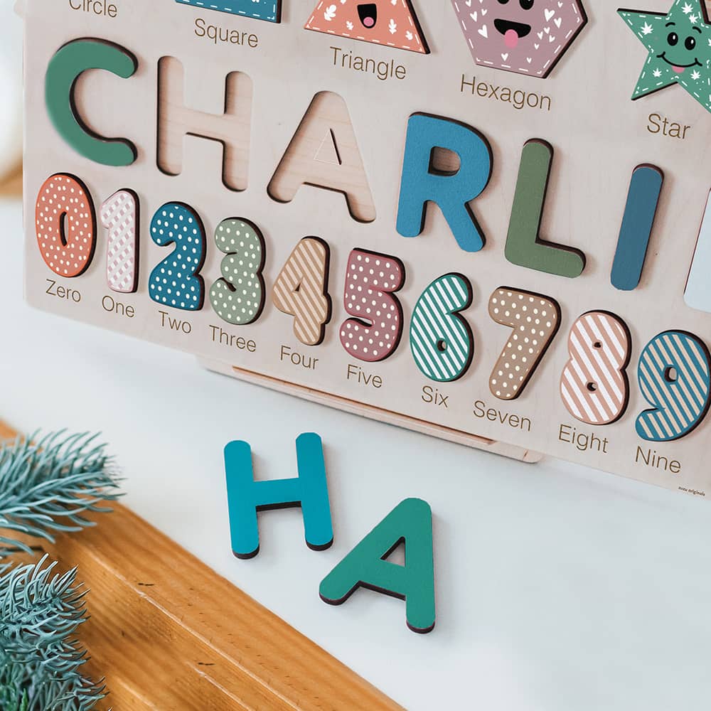 Custom Name Puzzle with Geometric and Numbers