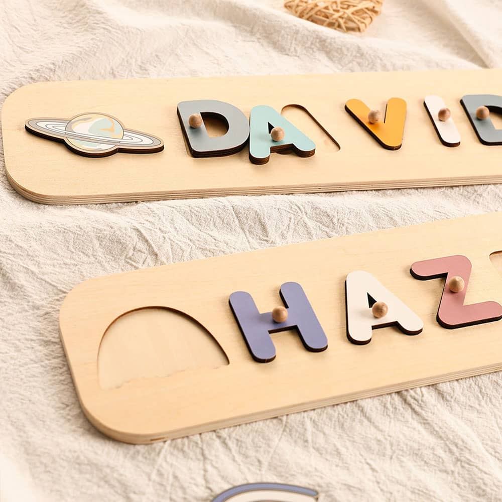 Wooden Personalized Baby Name Puzzles With Pegs