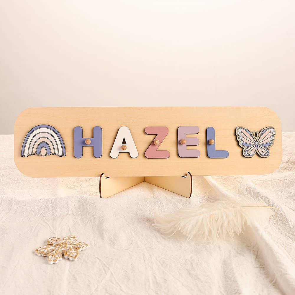 Wooden Personalized Baby Name Puzzles With Pegs