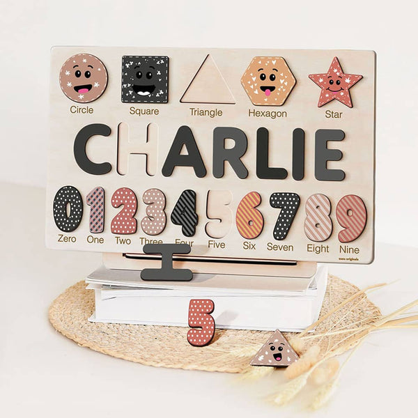 Custom Name Puzzle with Geometric and Numbers