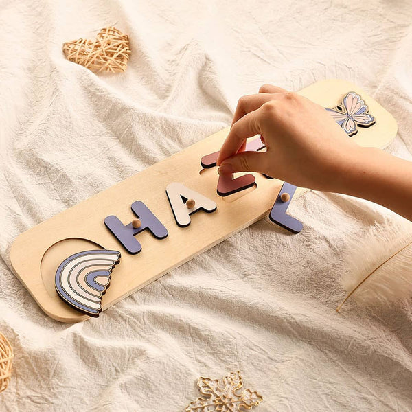 Wooden Personalized Baby Name Puzzles With Pegs