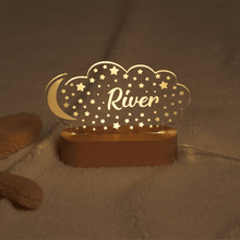 Personalized Night Light with Moon & Stars Kids Room Decor