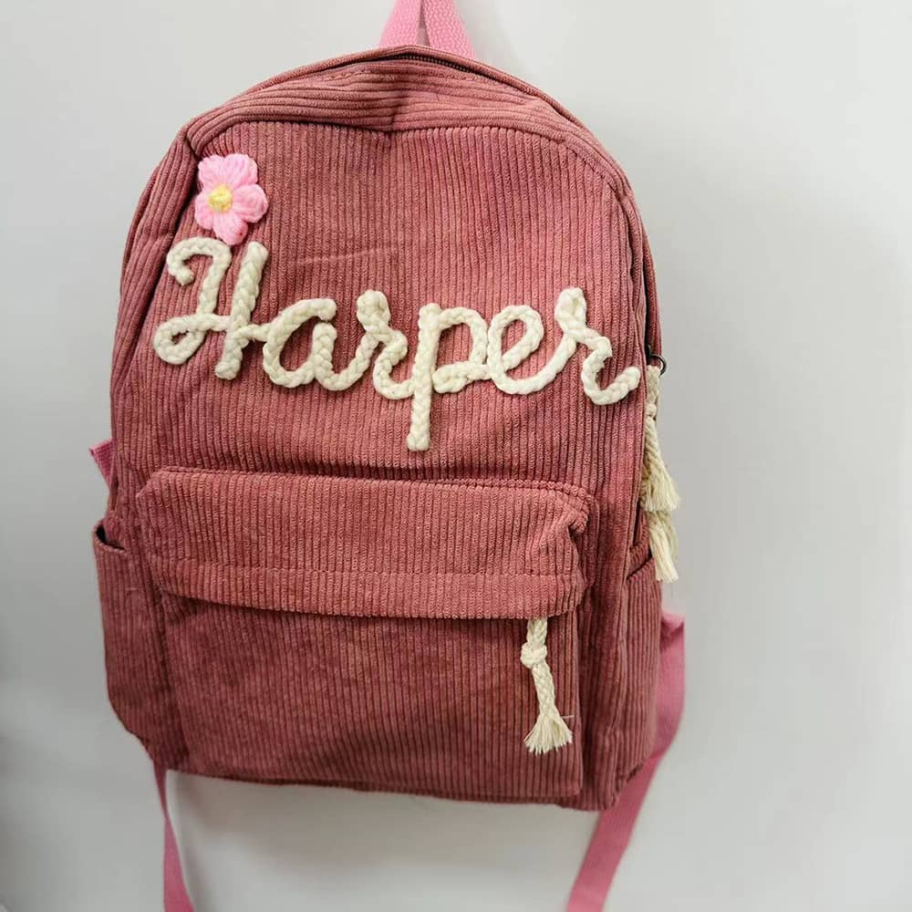 Personalized Hand Embroidered Kids School Backpack