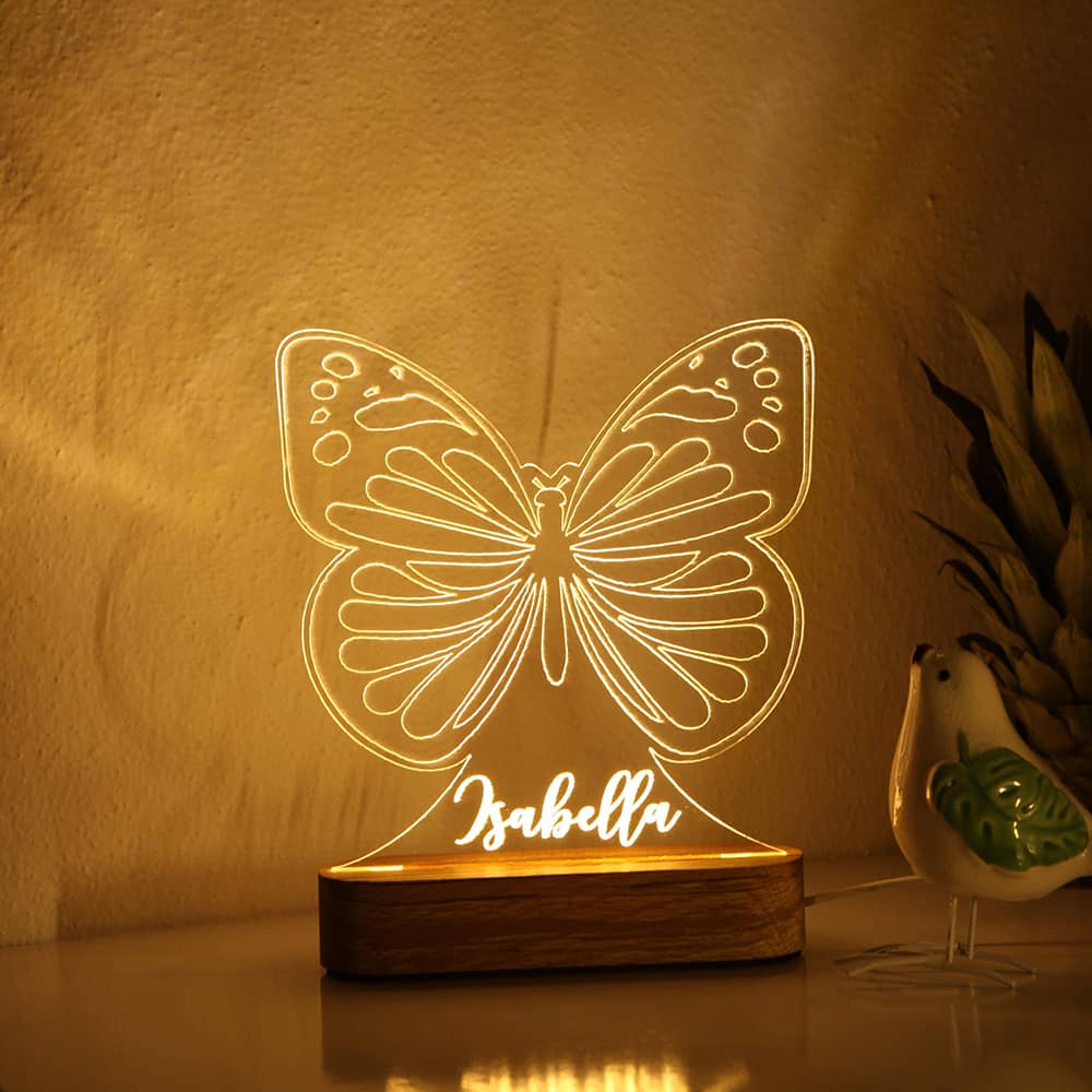 Personalized Night Light with Moon & Stars Kids Room Decor