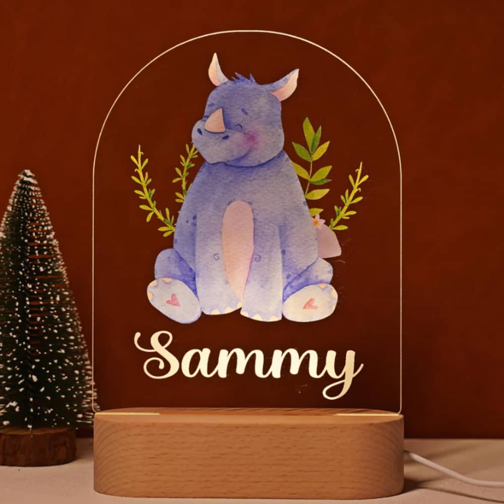 Personalized Baby Name Animal Style Night Light Gift