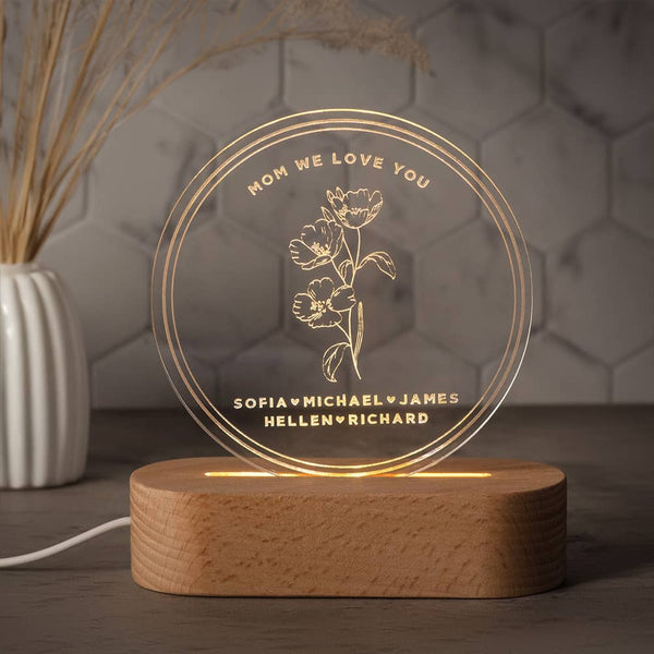 Custom Night Light Birth Flower Gifts