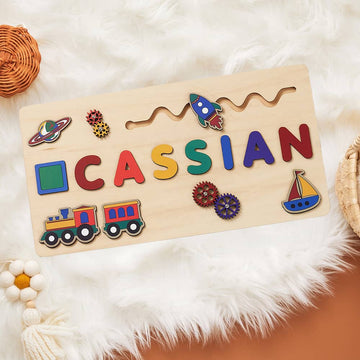 Custom Wooden Montessori Toys Air Land and Sea Name Puzzle