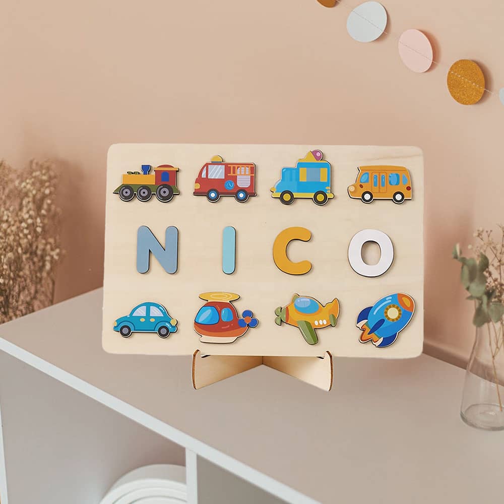 Personalized Transportation Name Puzzle Montessori Toys