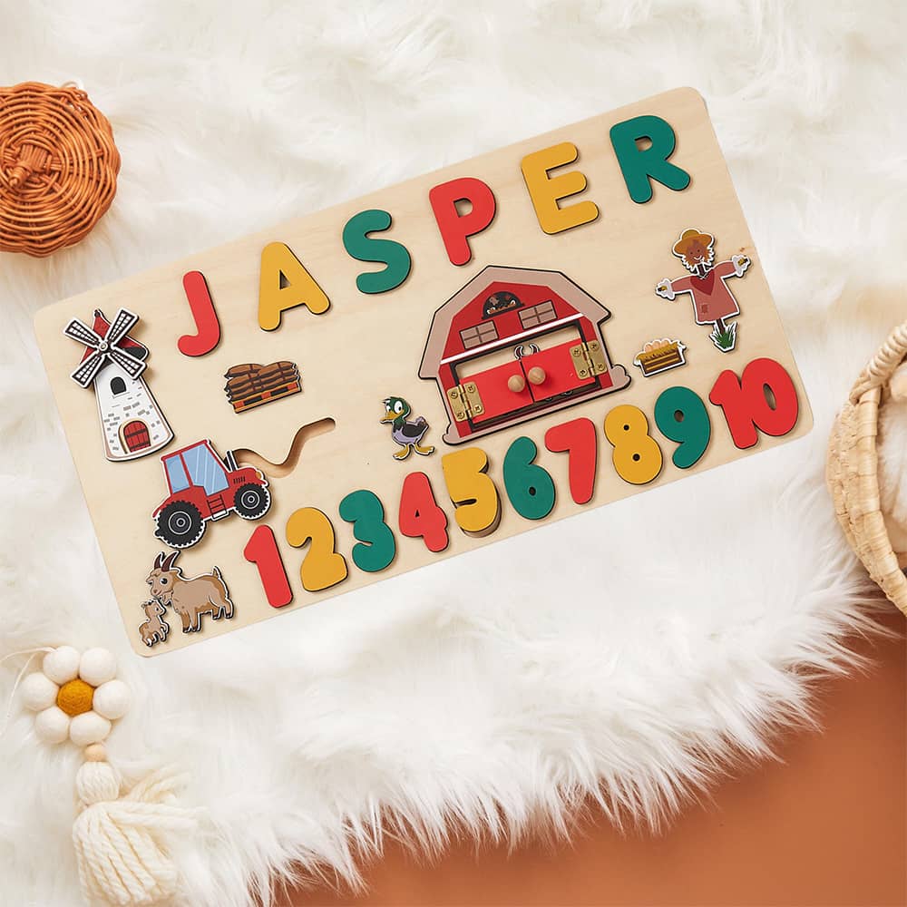 Personalized Wooden Baby Name Puzzles With Numbers